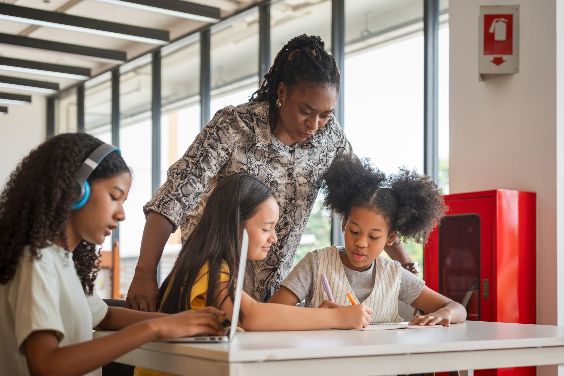Students learning together in classroom
